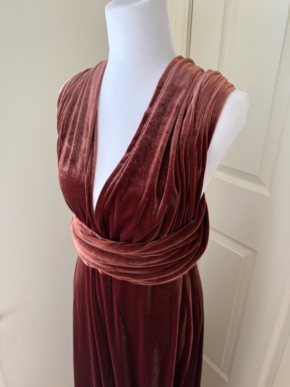 Revelry Velvet Convertible Maxi Dress XL Rust Multiway Wrap Formal Bridesmaid